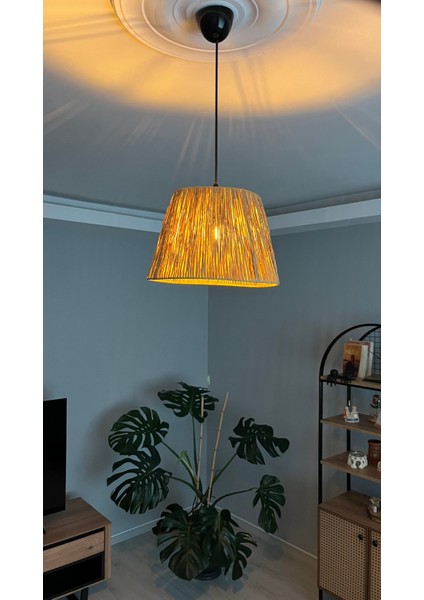 El Yapımı Kağıt Rafya Avize Bohem Rustik Avize Salon,yatak Odası,balkon Avize (Siyah Duy) fiyatları