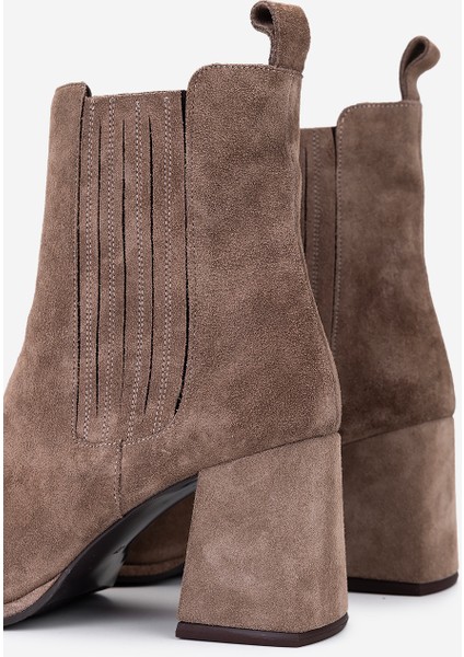 Kadın Hakiki Deri Vizon Süet Topuklu Bot 1135 1002 Bn Bot SK25-26 Vızon Suet fırsatları