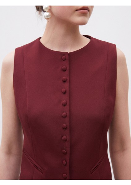 Bisiklet Yaka Krep Kadın Klasik Yelek modelleri