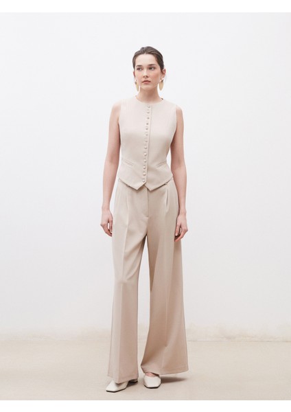 Bisiklet Yaka Krep Kadın Klasik Yelek fiyatları