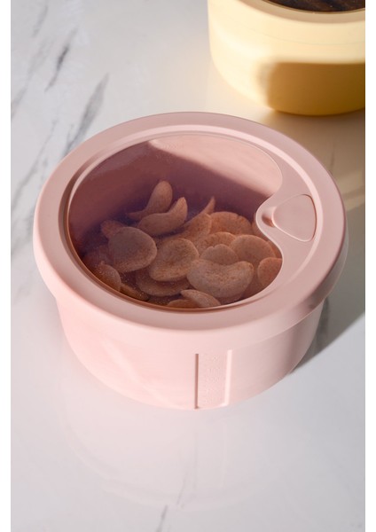 Pastel Hava Sızdırmaz Yuvarlak Silikon Saklama Kabı 600 ml | Pembe modelleri