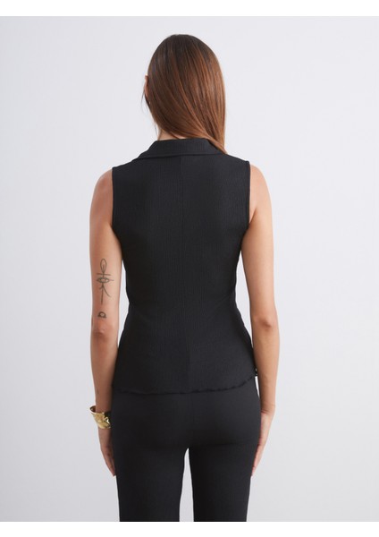 Gömlek Yaka Dokulu Kadın Yelek fırsatları