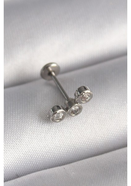 316L Çelik Gümüş Renk Zirkon Taşlı Tragus Piercing fiyatları