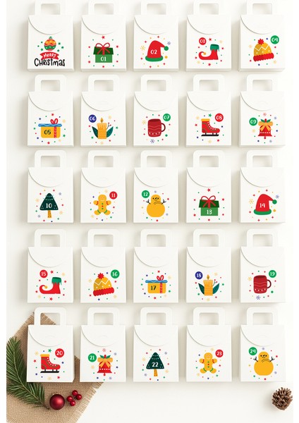 Beyaz Yılbaşı Advent Calendar 25 Adet Boş Hediye Kutusu Seti 10X15X5,5 cm – Mini Sürpriz Kutular modelleri