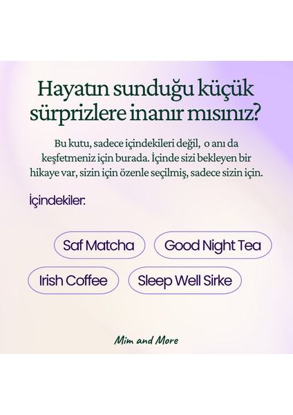 Moonlight Hediye Kutusu | Saf Matcha, Good Night Tea, Irish Coffee, Sleep Well Sirke Seti modelleri