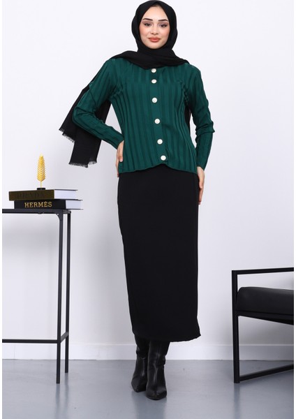 Zümrüt Yeşili Soğuk İplik Düğmeli Hırka fiyatları