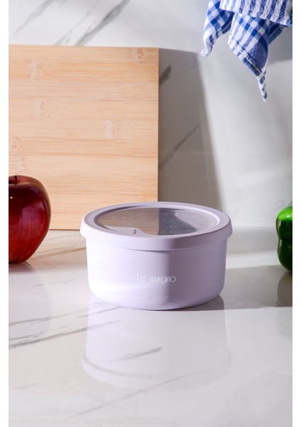 Pastel Hava Sızdırmaz Yuvarlak Silikon Saklama Kabı 600 ml | Mor