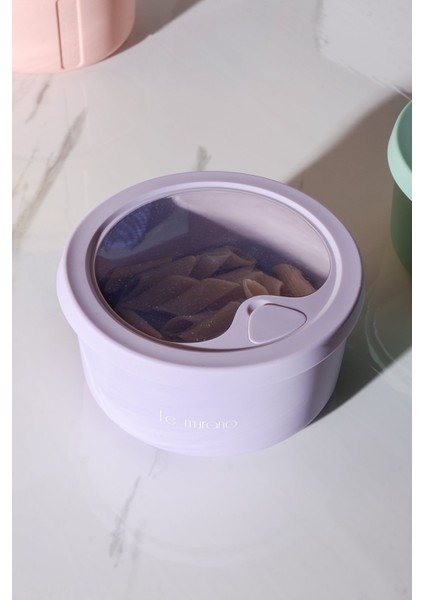Pastel Hava Sızdırmaz Yuvarlak Silikon Saklama Kabı 600 ml | Mor modelleri