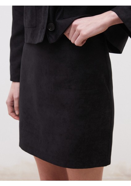 Dar Fit Süet Mini Etek modelleri