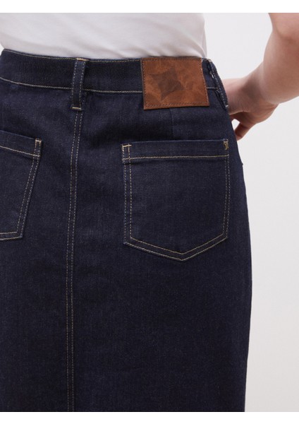 Loose Fit Yırtmaçlı Jean Etek