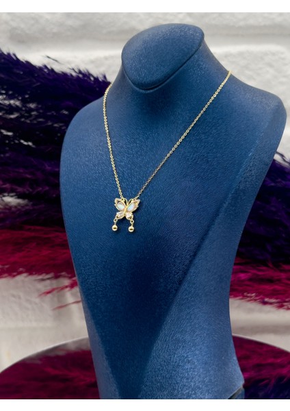 925 Ayar Gümüş Özel Tasarım Gold Renk Zarif Kadın Kolye modelleri