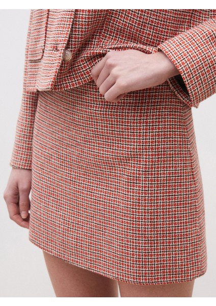 Dar Fit Ekose Mini Tüvit Etek modelleri