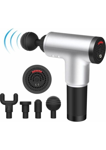 Buğz Masaj Tabancası Sporcu Masaj Aleti 4 Başlıklı Şarjlı 6 Fonksiyon