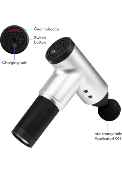 Buğz Masaj Tabancası Sporcu Masaj Aleti 4 Başlıklı Şarjlı 6 Fonksiyon fiyatları