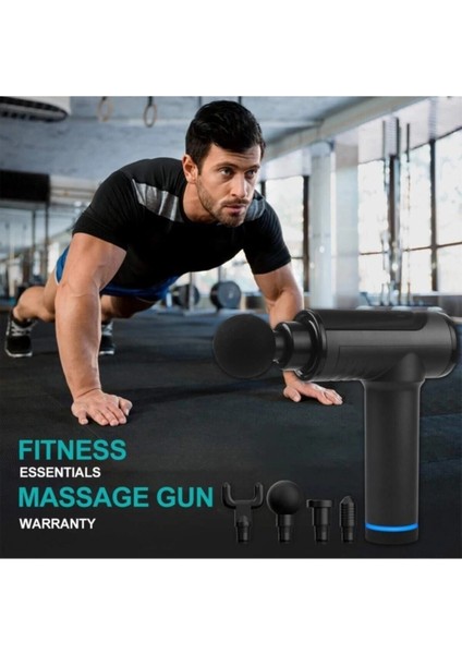 Buğz Masaj Tabancası Sporcu Masaj Aleti 4 Başlıklı Şarjlı 6 Fonksiyon
