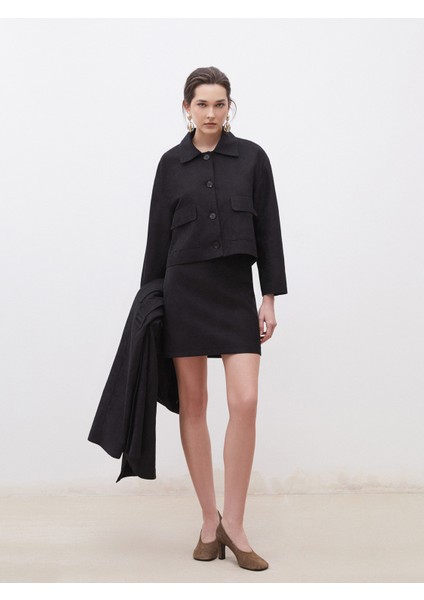 Dar Fit Süet Mini Etek