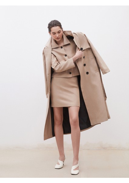 Dar Fit Süet Mini Etek