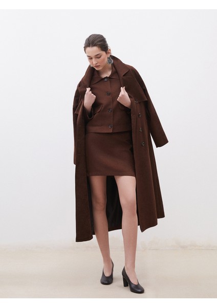 Dar Fit Süet Mini Etek