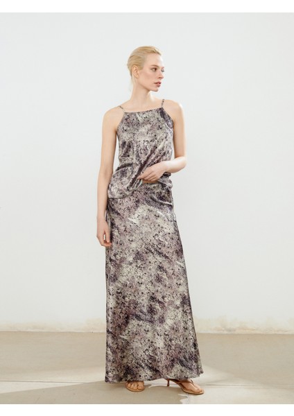 Beli Lastikli Desenli Saten Etek