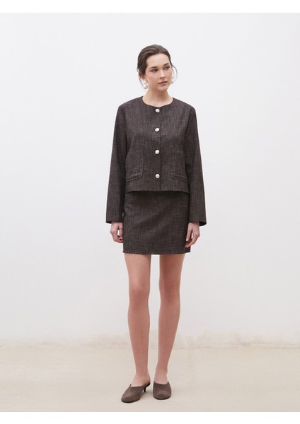 Dar Fit Desenli Tüvit Mini Etek