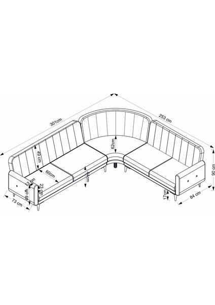 Bona 3 + C Köşe+2 Köşe Takımı Bej Valebo-03 Ceviz Ayak fırsatları