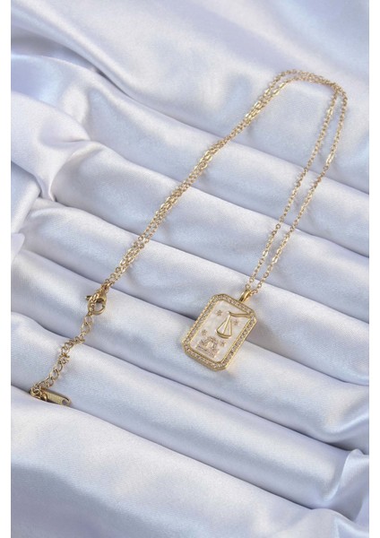 316L Çelik Zincir Altın Renk Zirkon Taşlı Çerçeveli Tarot Kolye