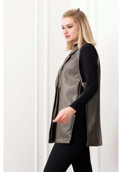 Arden Luxe Deri Şardonlu Uzun Yelek 9086 fiyatları