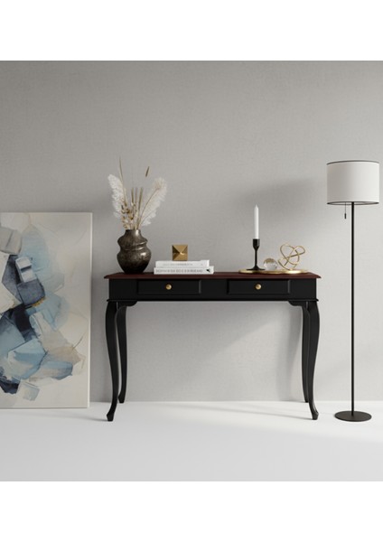 100 cm Masif Çekmeceli Lükens Siyah Ceviz Dresuar