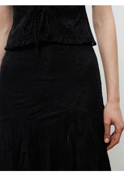 Beli Fermuarlı Desenli Fırfırlı Katkat Etek modelleri