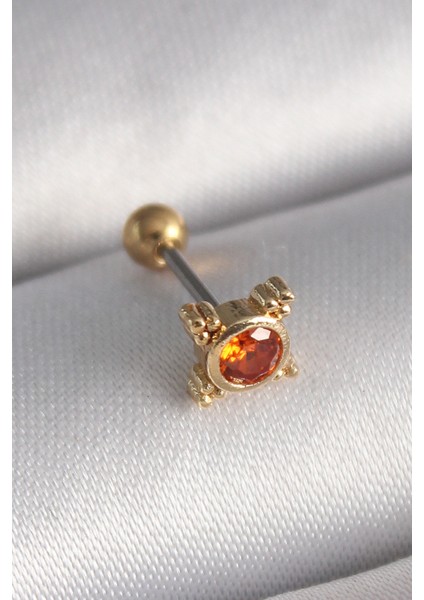316L Çelik Gold Renk Turuncu Zirkon Taşlı Tragus Piercing fiyatları