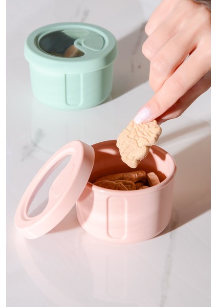 Pastel Hava Sızdırmaz Yuvarlak Silikon Saklama Kabı 150 ml | Pembe