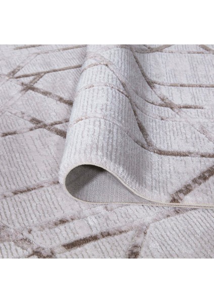 Zara 1006 Kahverengi Geometrik Desenli Modern Akrilik Yumuşak Dokuma Salon Oturma Yatak Odası Halısı modelleri