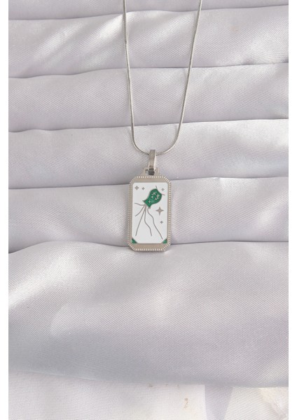 316L Çelik Gümüş Renk Beyaz Mineli Tarot Kolye fiyatları