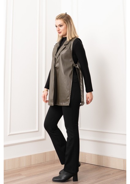 Arden Luxe Deri Şardonlu Uzun Yelek 9086 indirimleri