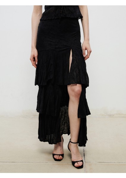 Beli Fermuarlı Desenli Fırfırlı Katkat Etek fiyatları