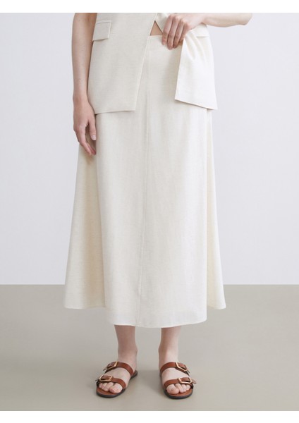 Beli Kemerli A Kesim Keten Karışımlı Etek fiyatları