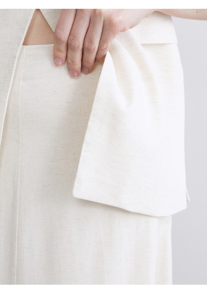 Beli Kemerli A Kesim Keten Karışımlı Etek fırsatları