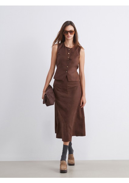 Beli Kemerli Süet Etek