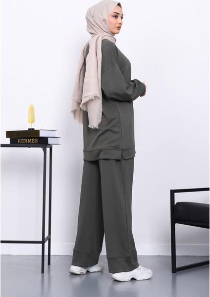Haki Tek Cepli Tunik Pantolonlu Modal Takım fırsatları