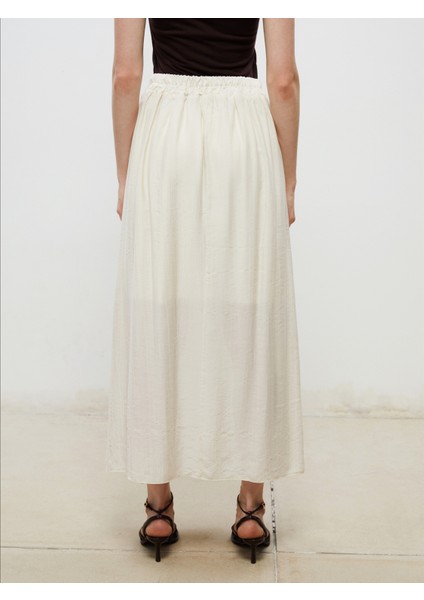 Beli Lastikli Keten Görünümlü Pileli Etek fırsatları