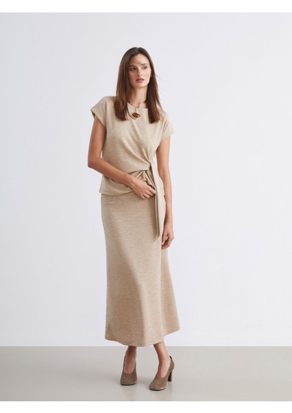 Beli Lastikli Midi Etek