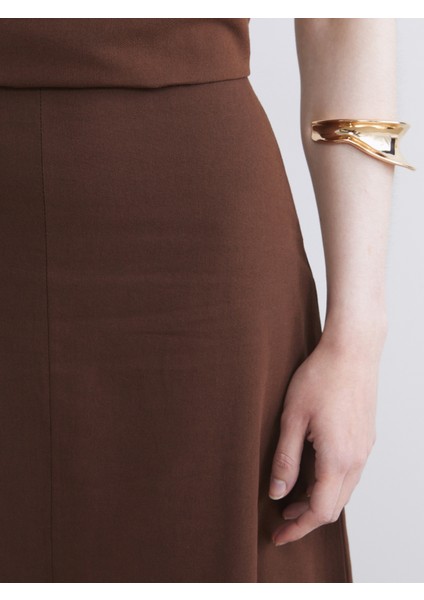 Beli Kemerli A Kesim Keten Karışımlı Etek modelleri