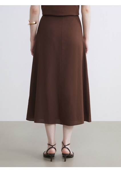 Beli Kemerli A Kesim Keten Karışımlı Etek fırsatları