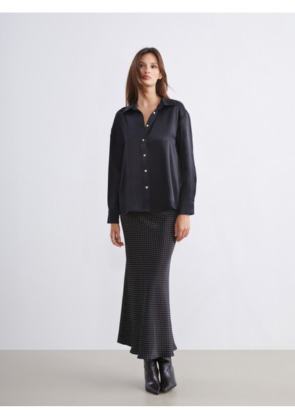 Beli Lastikli Puantiyeli Saten Etek