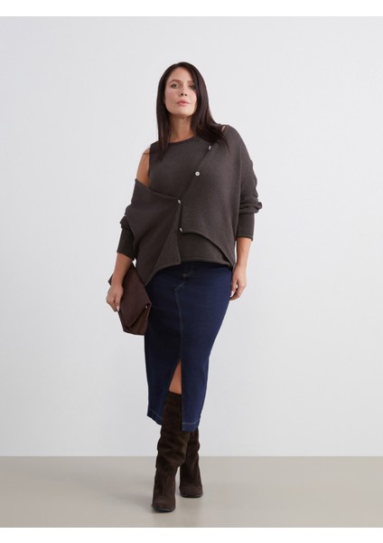 Dar Fit Yırtmaçlı Jean Etek