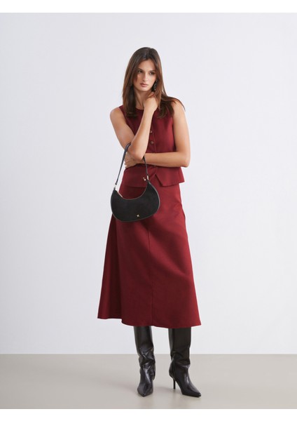 Beli Kemerli Süet Etek