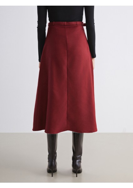 Beli Kemerli Süet Etek