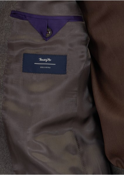 Açık Kahve Desenli Zeroweight Slim Fit %100 Yün Takım Elbise indirimleri