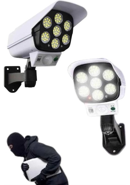 Solar Bahçe Aydınlatması Hareket Sensörlü Uzaktan Kumandalı Kamera Görünümlü