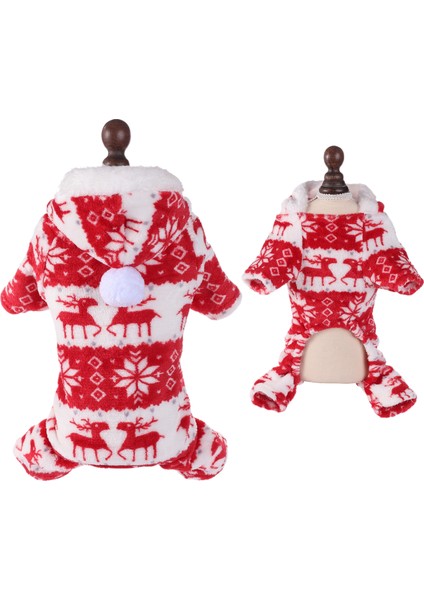 Noel Yeleği Mercan Kadife Evcil Hayvan Kışlık Isıtıcı Ev Kıyafeti (Yurt Dışından)